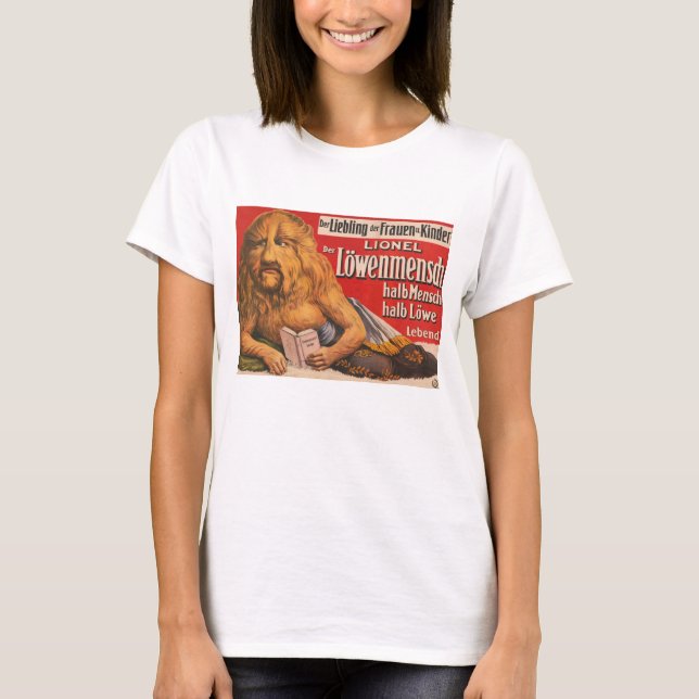 T-shirt Un Homme Avec Tête Lion Lecture Shakespeare, 1913. (Devant)