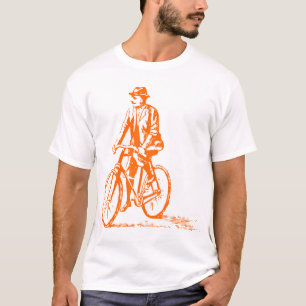 T-shirt Un homme en vélo - Orange