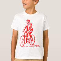 Un homme en vélo - Rouge