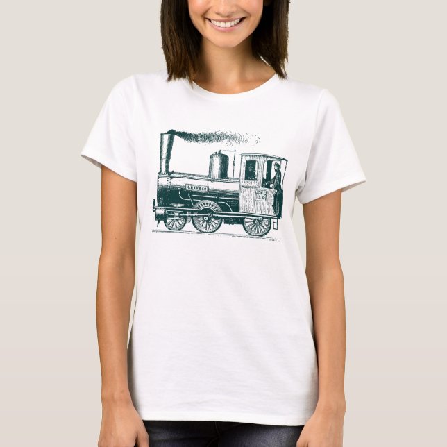 T-shirt Un homme et sien train - le DK verdissent (Devant)