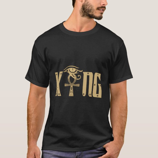 T-shirt Un Homme Roi Mari Avec Un Couple Égyptien Ankh (Devant)