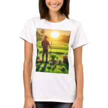 un homme se tient dans un champ de légumes et le s