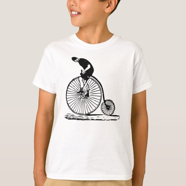 T-shirt Un homme sur un penny Farthing - Noir (Devant)
