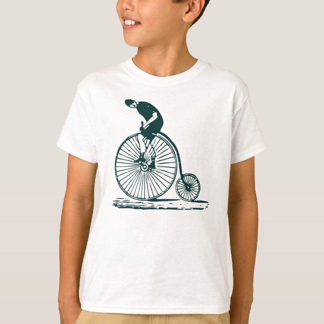 T-shirt Un homme sur un penny Farthing - Vert foncé (Devant)