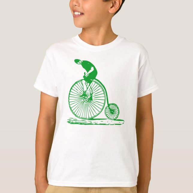 T-shirt Un homme sur un penny Farthing - Vert herbe (Devant)