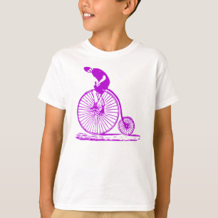 T-shirt Un homme sur un penny Farthing - violet