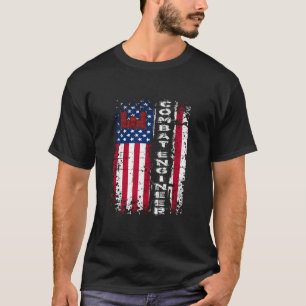 T-shirt Un ingénieur de combat en détresse Drapeau américa
