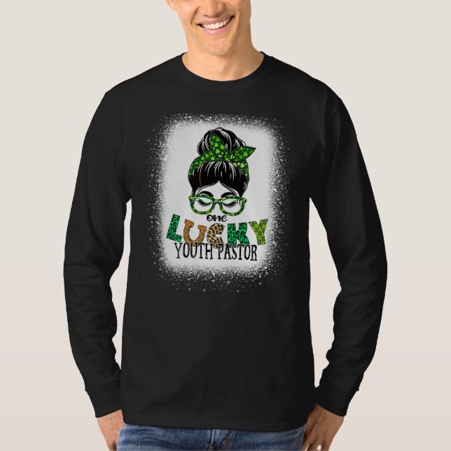 T-shirt Un jeune pasteur chanceux Bleached Messy Bun St Pa (Devant)