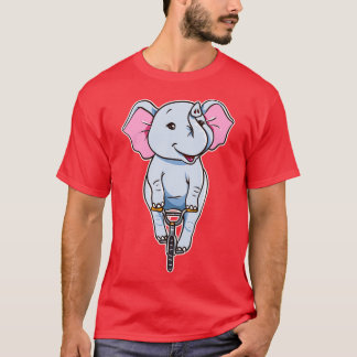 T-shirt Un Joli Éléphant Drôle À Vélo