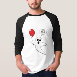 T-shirt Un joli fantôme de dessin animé avec un ballon rou
