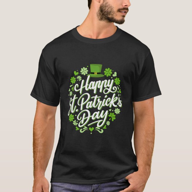 T-shirt Un Jour de la Saint Patrick Heureux Avec Des Shamr (Devant)