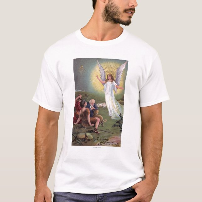 T-shirt Un joyeux ChristmasAngel avant les bergers (Devant)