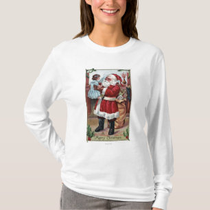 T-shirt Un joyeux ChristmasSanta tenant la fille dans le