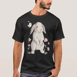 T-shirt Un lapin avec des oreilles disquettes en aquarelle