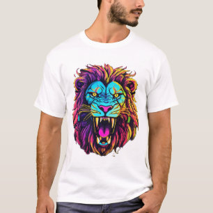 T-shirt Un lion en colère contre un serpent autour de lui