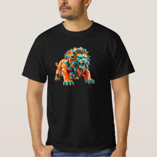 T-shirt Un lion stylé sur le point d'attaquer sa proie.