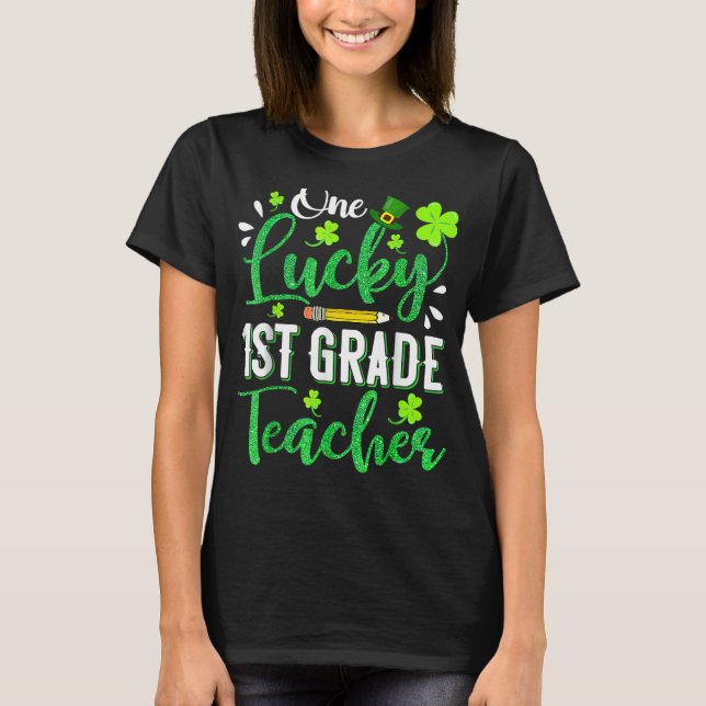 T-shirt Un Lucky 1ère année enseignant Shamrock crayon St  (Devant)