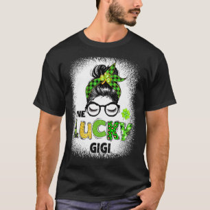 T-shirt Un Lucky Gigi Messy Bun Leopard St Patrick's Day