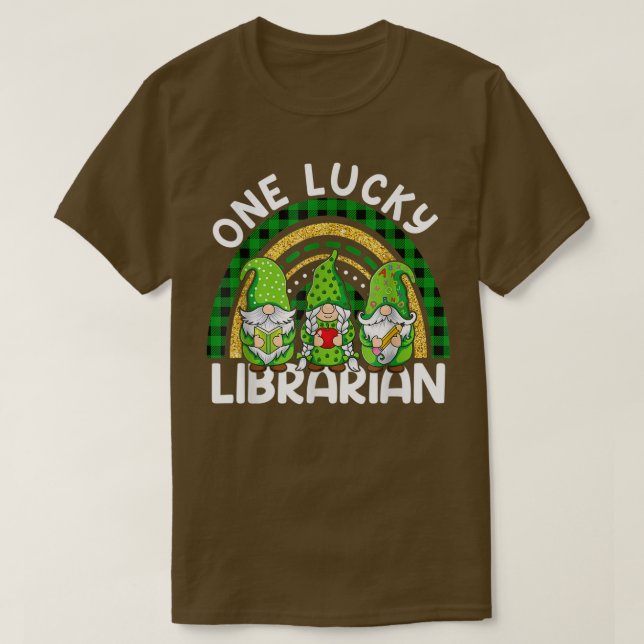 T-shirt Un Lucky Librarian Gnomes St patrick Rainbow714 (Design devant)