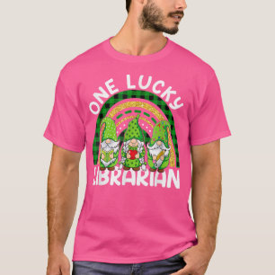 T-shirt Un Lucky Librarian Gnomes St patrick Rainbow T-S