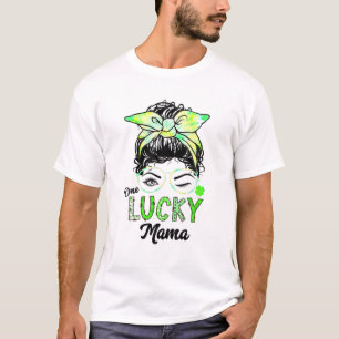 T-shirt Un Lucky Mama Jour de la Saint Patrick Messy Bun É