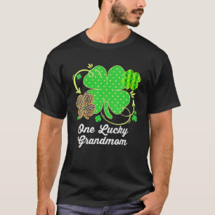 T-shirt Un Lucky Mama St. Patrick's Day Messy Bun Leopard