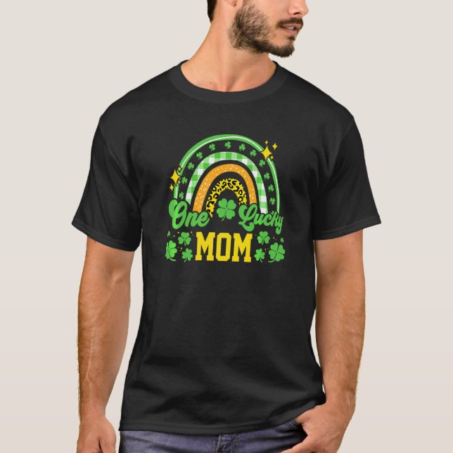 T-shirt Un Lucky Maman Empreinte de léopard Rainbow (Devant)