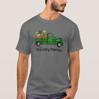 T-shirt Un Lucky Mamaw Truck Green Plaid Shamrocks St Pat