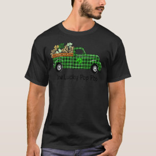 T-shirt Un Lucky Pop Pop Green Plaid Truck Shamrock Part