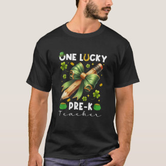 T-shirt Un Lucky Pré K Enseignant coquette St patrick D