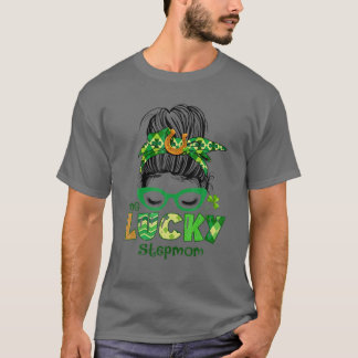 T-shirt Un Lucky StepMom Messy Bun St Patrick's Day