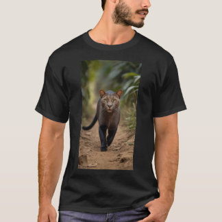 T-shirt Un majestueux jaguarundi marchant sur un chemin de