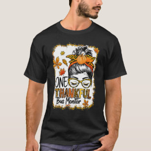 T-shirt Un Merci Bus Moniteur Messy Bun Thanksgiving Fa
