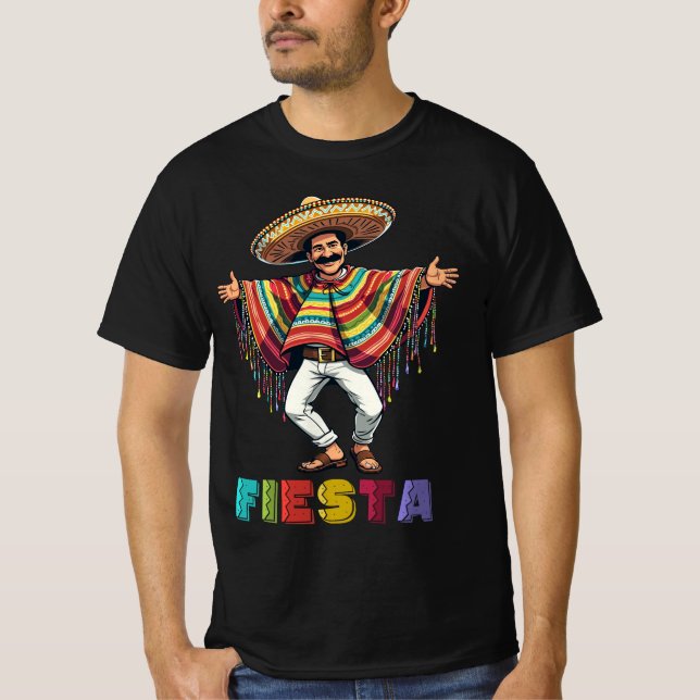 T-shirt Un Mexicain À Poncho Danser Fiesta Cinco de Mayo (Devant)
