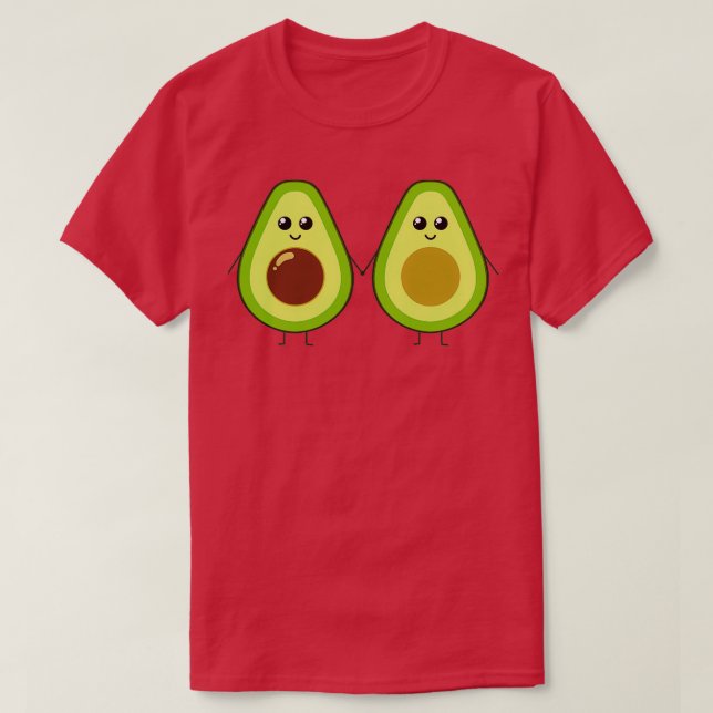 T-shirt Un mignon avocat tenant la main (Design devant)
