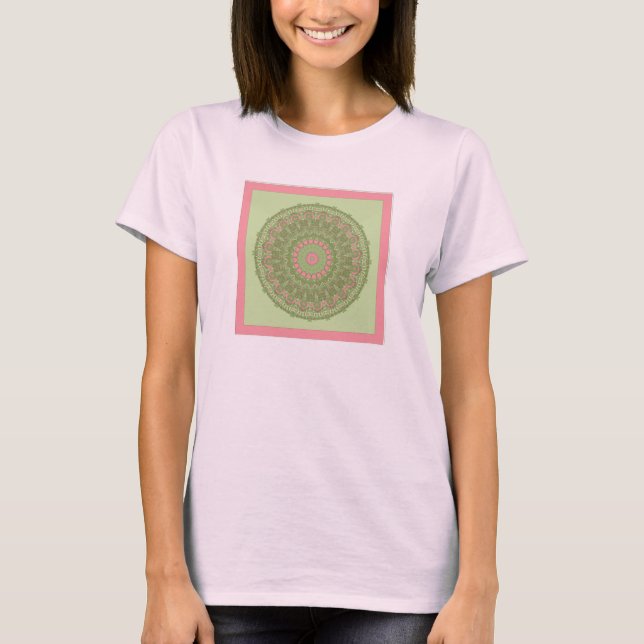 T-shirt Un mignon cerf-volant chinois vert et rose (Devant)