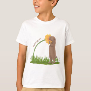T-shirt Un mignon chien de prairie reniflant la caricature
