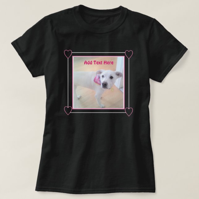 T-shirt Un mignon chien rose sucré rose de photo (Design devant)