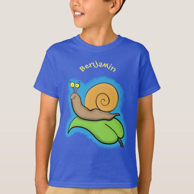 T-shirt Un mignon escargot heureux sur une illustration d' (Devant)