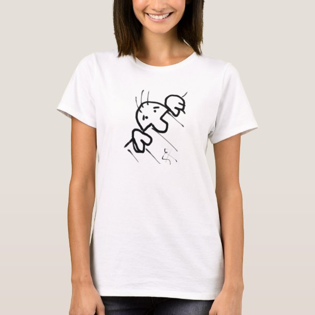 T-shirt Un mignon homme en caricature qui regarde au-dessu (Devant)