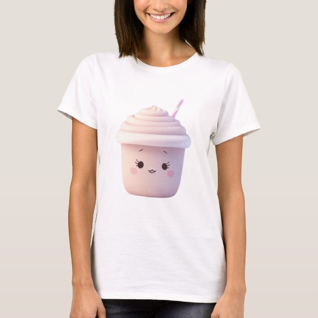 T-shirt Un mignon Milkshake aux fraises (Devant)