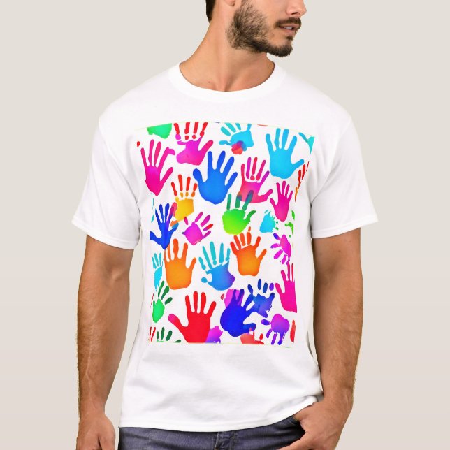 T-shirt Un monde de mains en couleur (Devant)