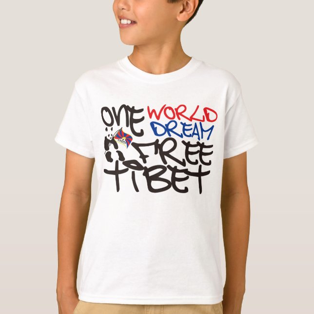 T-SHIRT UN MONDE UN THIBET LIBRE RÊVEUR (Devant)