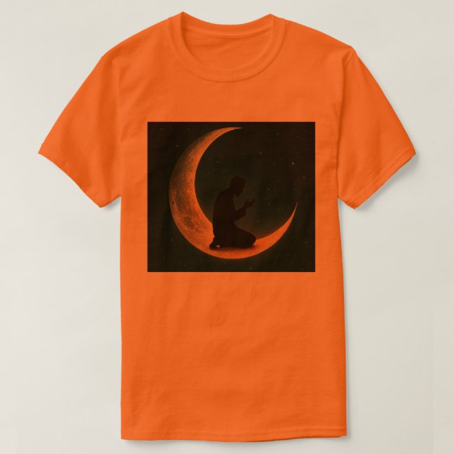 T-shirt Un musulman priant sur la lune_L'art spatial islam (Design devant)