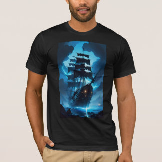 T-shirt un navire fantôme, un bateau pirate, un bateau bru