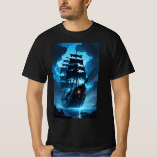 T-shirt un navire fantôme, un bateau pirate, un navire bru