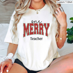 T-shirt Un Noël de professeur joyeux Nom élégant blanc 