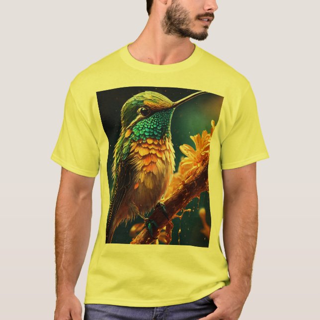 T-shirt Un oiseau dans un arbre, Un éclairage dans le bois (Devant)