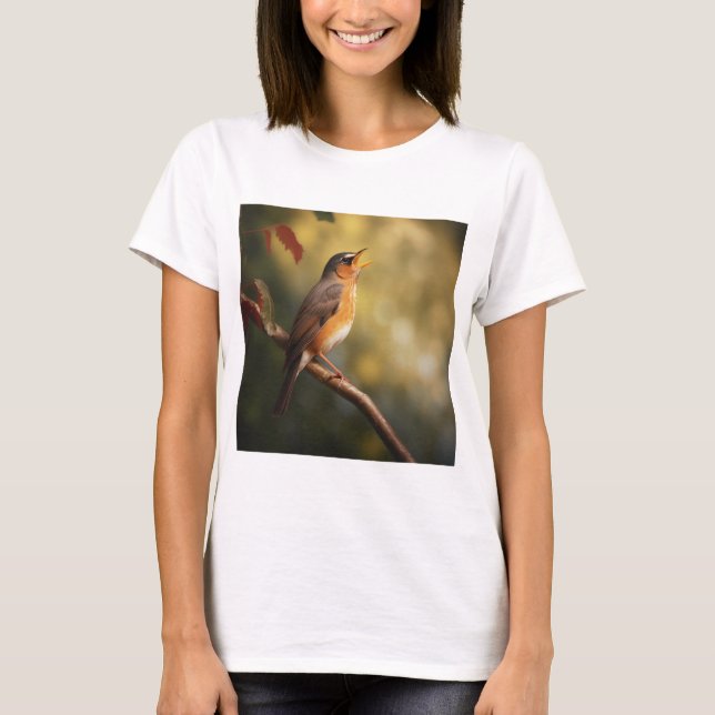 T-shirt Un oiseau qui chante le matin (Devant)
