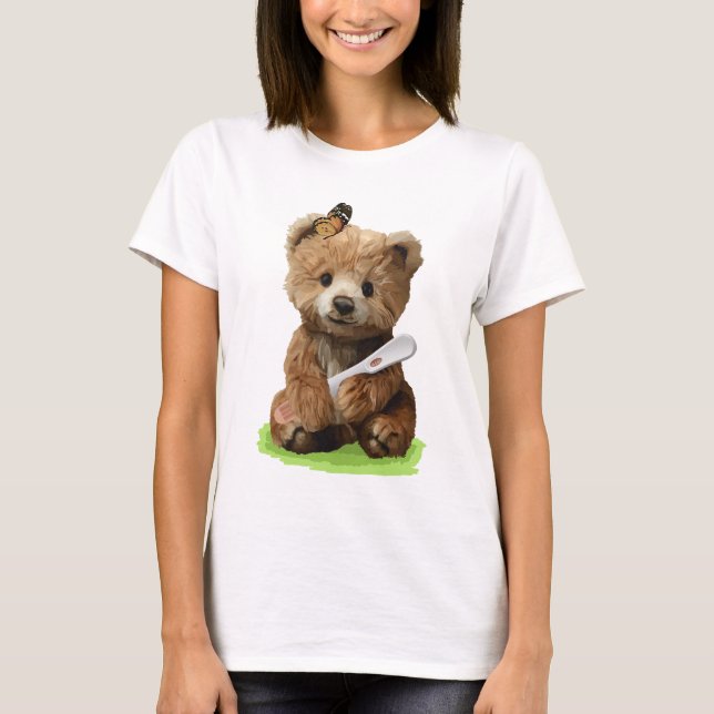 T-shirt Un ours en peluche marron mignon  (Devant)